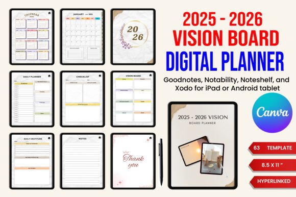 2025-2026 Digital Vision Board Planner: A Practical Tool for Goal Setting and Daily Organization