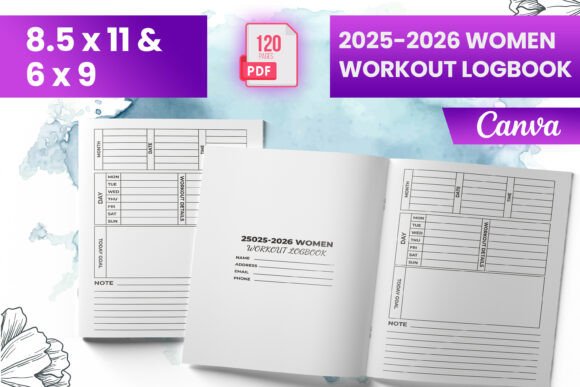 2025-2026 Women Workout Logbook KDP
