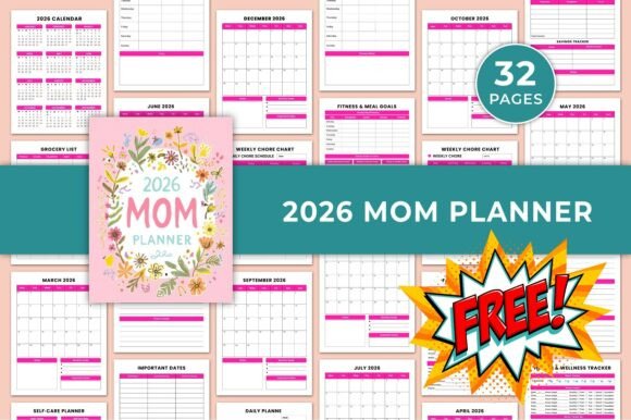 2026 Mom Planner Canva Kdp Templates