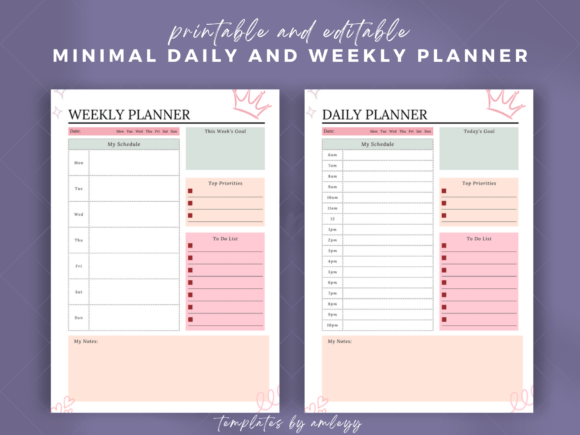 Aesthetic Daily Weekly Planner Template