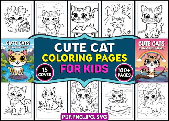 Cute Cats Coloring Pages for Kids – A Perfect Addition to Your KDP Book Collection