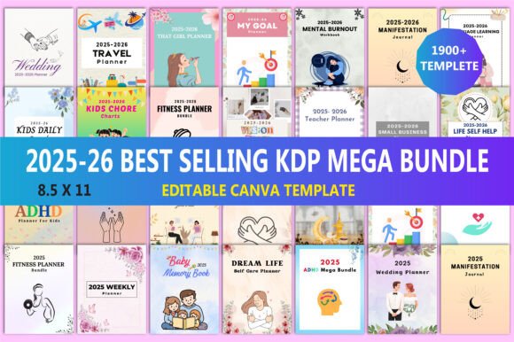 Editable 2025-26 Best Selling KDP Bundle