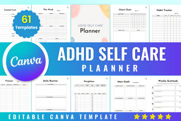 Editable ADHD Self Care Planner